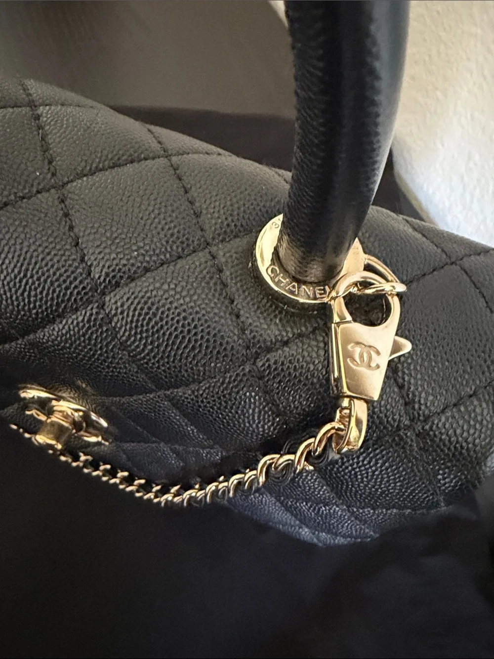 AUTHENTIC- CHANEL Black Caviar Leather Coco Bag